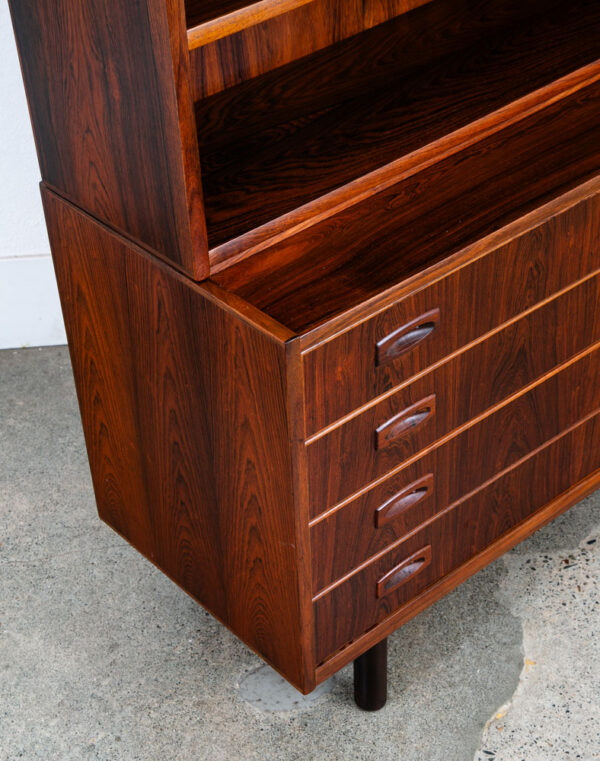 Mid Century Danish Modern Bookshelf Dresser Rosewood Credenza Kai Winding Drawer - Image 7