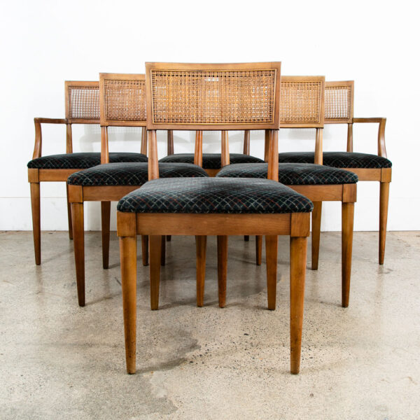 Mid Century Modern Dining Chairs 6 High Back Cane W/ 2 Armchairs Captain Set Mcm - Image 2