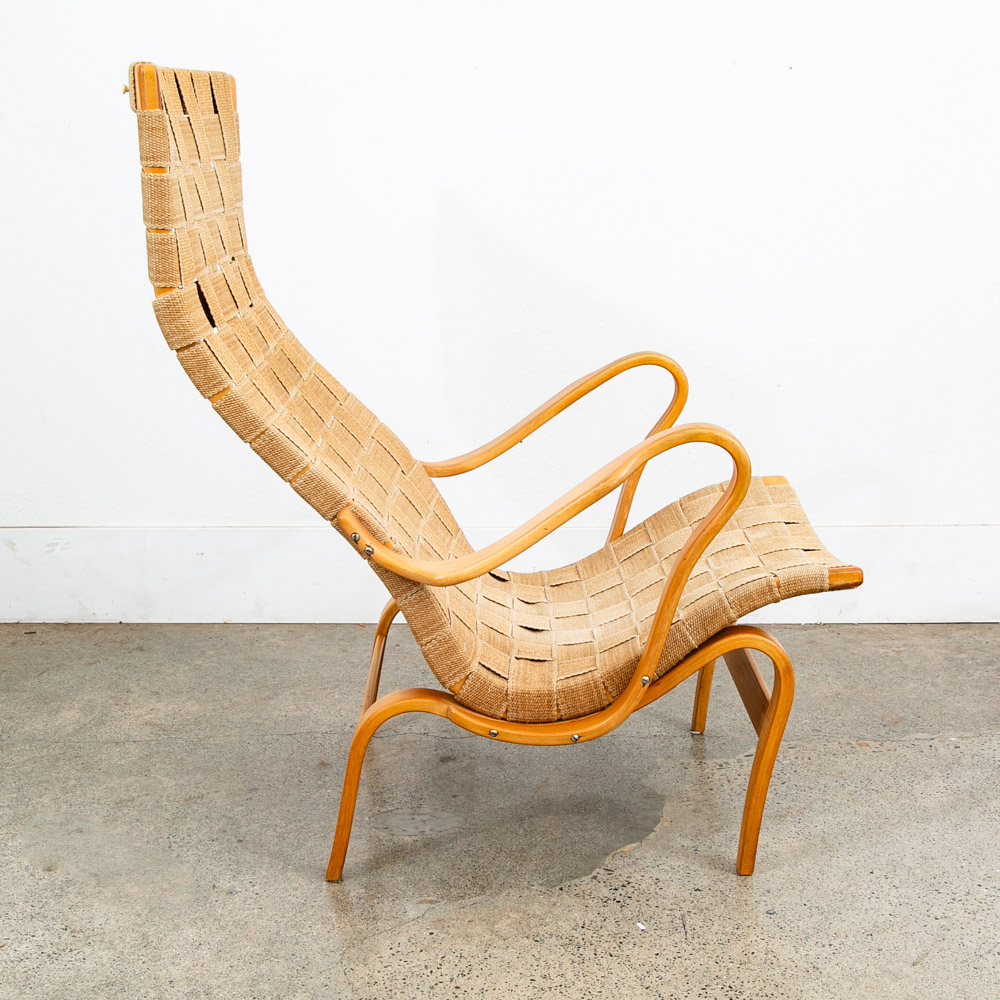 Mid Century Danish Modern Lounge Chairs Dux Bruno Mathsson Pernilla Canvas Tan - Image 4