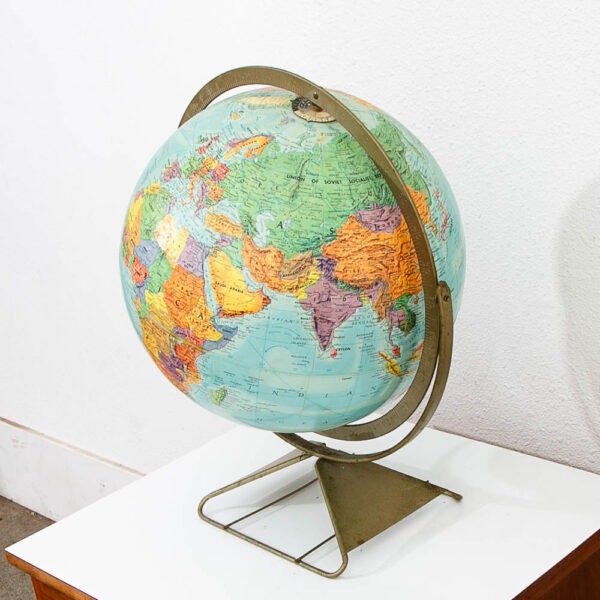 Mid Century Modern Globe of Earth 12 inch metal Frame Black Vintage 1960s Table - Image 3