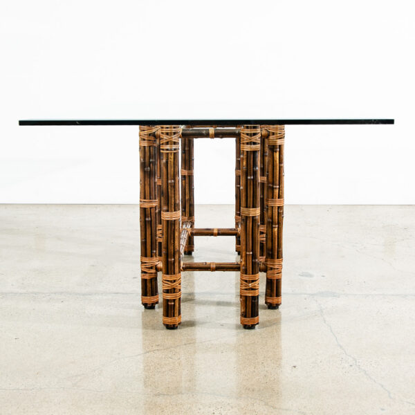 Mid Century Modern Dining Table Glass McGuire Bamboo Organic - Image 4
