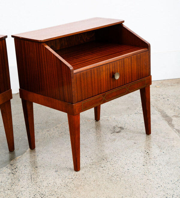 Mid Century Modern Nightstands End Side Tables Mahogany Drawer Shelf Vintage Mcm - Image 10