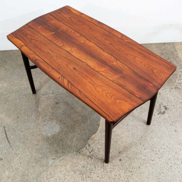 Mid Century Danish Modern Coffee Table Rosewood Rectangular Slat Shelf Vintage