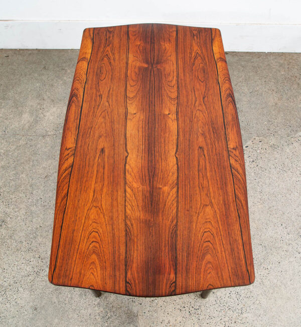 Mid Century Danish Modern Coffee Table Rosewood Rectangular Slat Shelf Vintage - Image 8