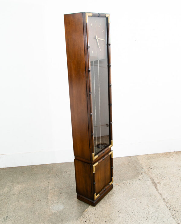Mid Century Modern Grandfather Clock Brown Brass Trend Brixon German Glass - Image 7