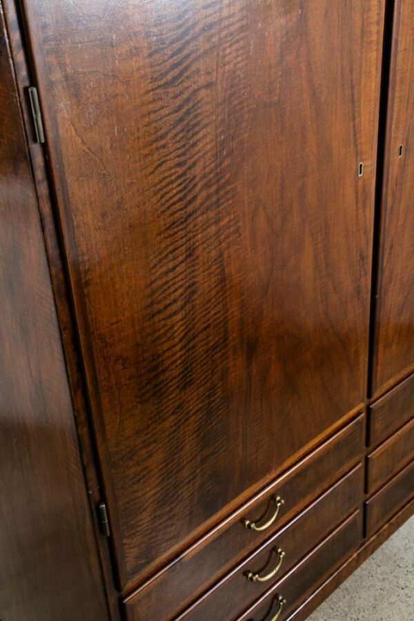 Mid Century Danish Modern Credenza Highboard Cabinet Walnut Arched Door 6 drawer - Image 10