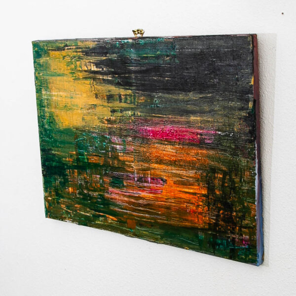 Mid Century Modern Painting Art Abstract Expressionism Yellow Orange Green Black - Image 3