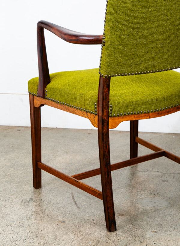 Mid Century Danish Modern Armchairs Chairs Ole Wanscher Rosewood Avocado Green 2 - Image 7