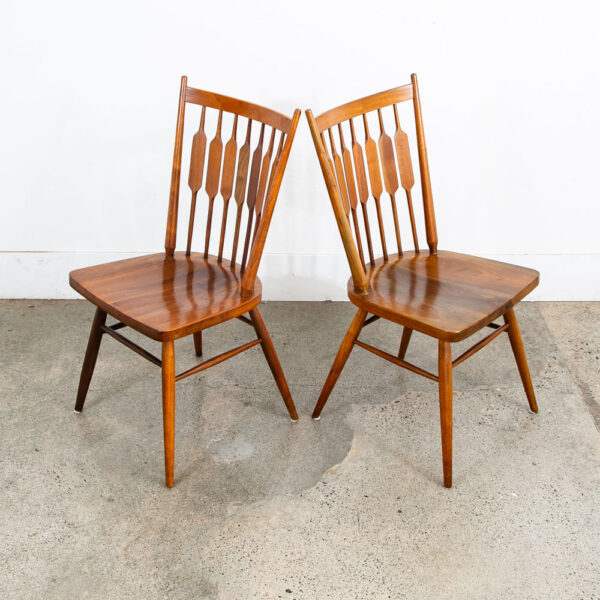 Mid Century Modern Dining Chairs 6 Drexel Centennial Kipp Stewart Solid Walnut - Image 7