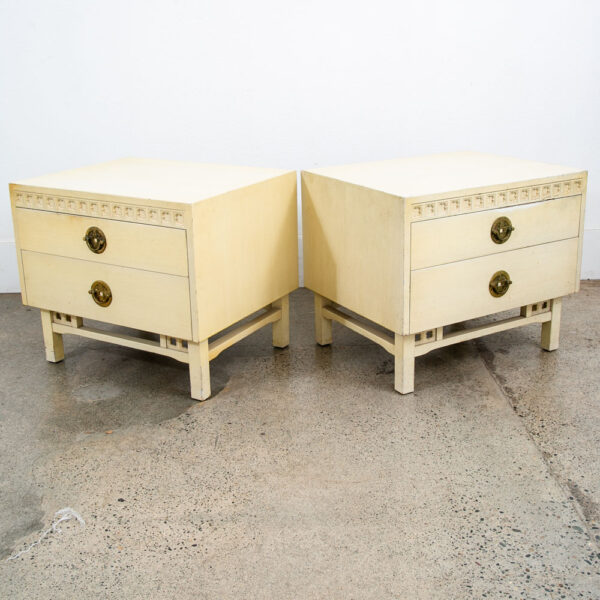 Mid Century Modern Nightstands Side Tables End White 2 Drawers Brass Clover Mcm