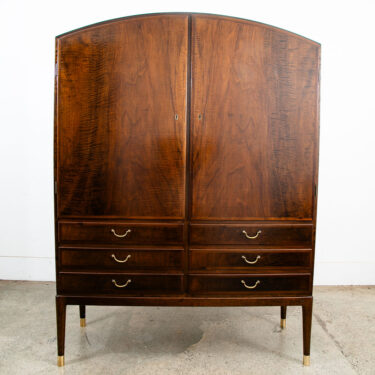 Mid Century Danish Modern Credenza Highboard Cabinet Walnut Arched Door 6 drawer