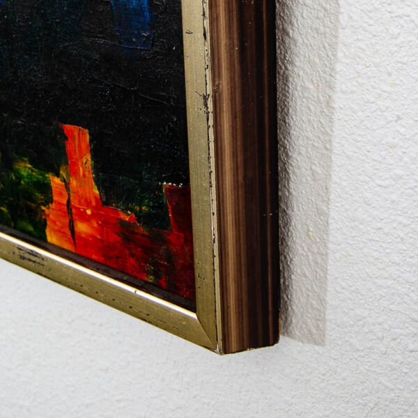 Mid Century Modern Danish Painting Art Abstract landscape Frame Cityscape rectangular frame - Image 8