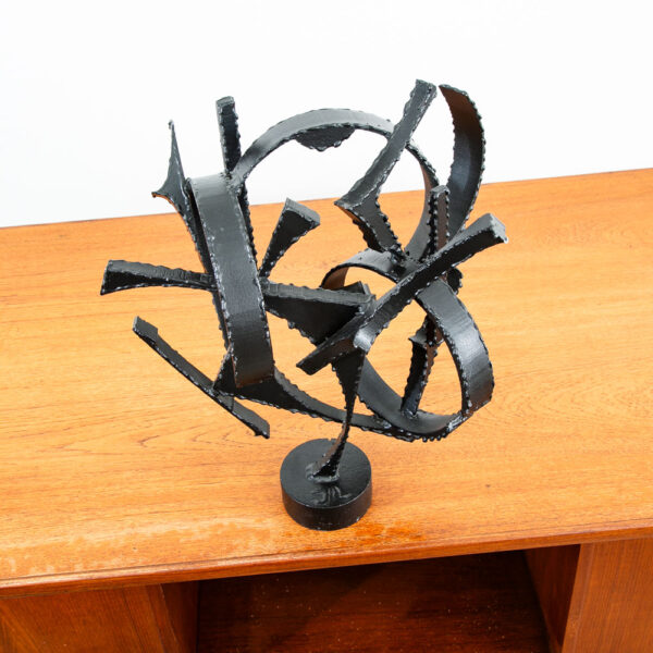 Mid Century Modern Sculpture Abstracted Art Iron Metal Sculpture Mcm Signed JL - Image 6