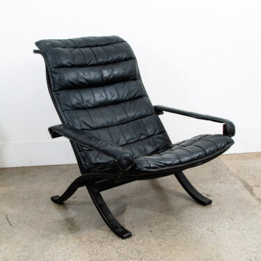 Mid Century Danish Modern Lounge Chair Black Leather Ingmar Relling Westnofa Mcm