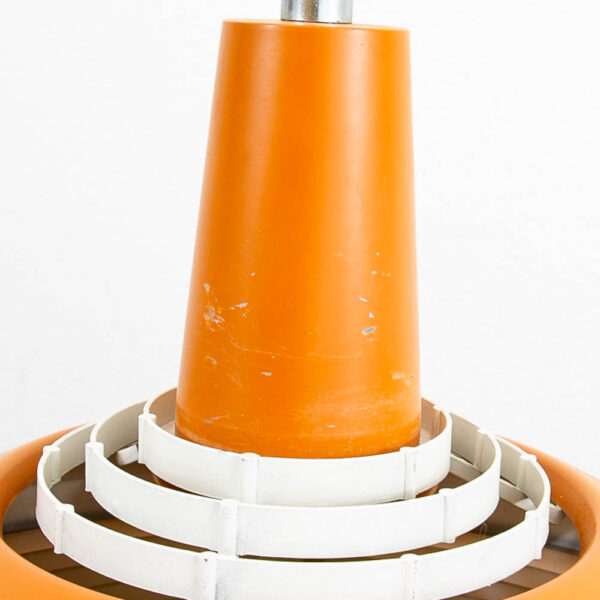 Mid Century Modern Nordisk Solar Pendant Light Fixture Orange Metal Hanging - Image 3