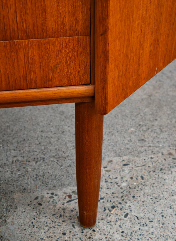 Mid Century Danish Modern Corner Cabinet Teak Wood Bar Denmark Drawers Glass Mcm - Image 12