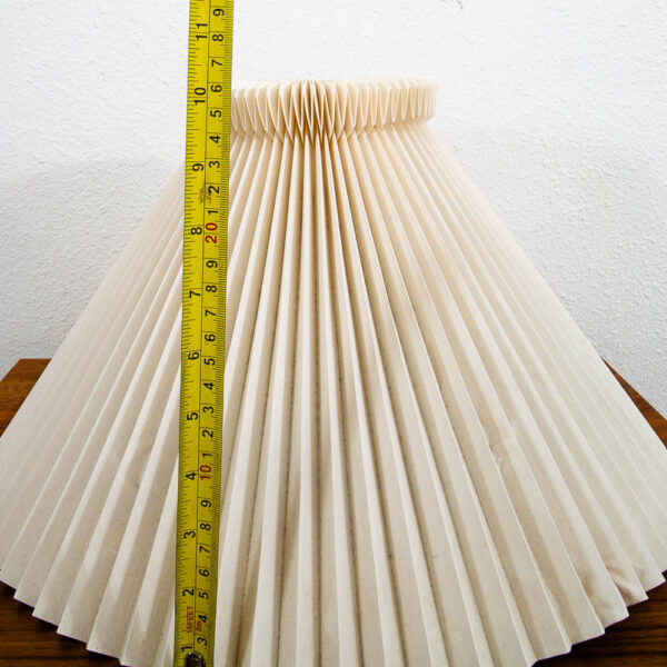 Mid Century Modern Brass Table Lamp Round White Pleated Shade Danish Vintage - Image 10