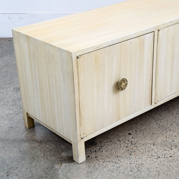 Mid Century Modern Compact Cabinet Record Storage Off White Low 4 Doors Vinyl LP - Image 9