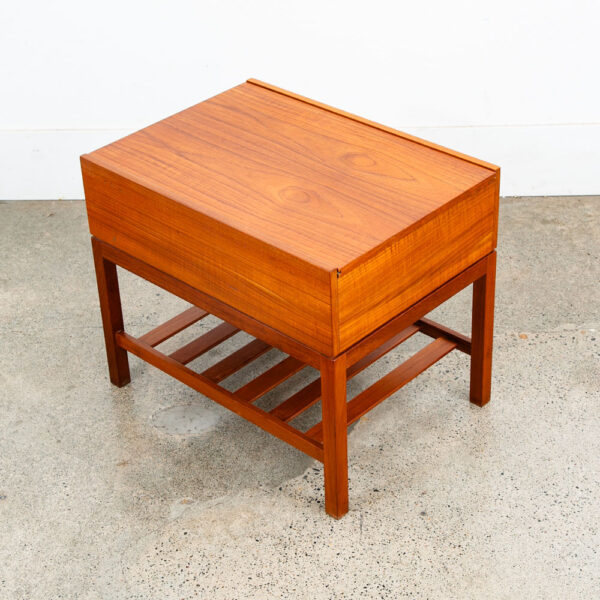 Mid Century Danish Modern Sewing Cabinet Sliding Top Side Table Denmark Vintage