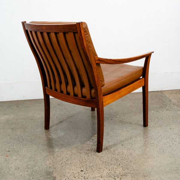 Mid Century Danish Modern Lounge Chair Armchair Rosewood Kayser Vante Leather - Image 5