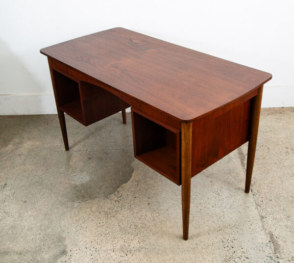 Mid Century Danish Modern Desk Executive Teak 6 Drawer Bookshelf Floating Doors - Image 10