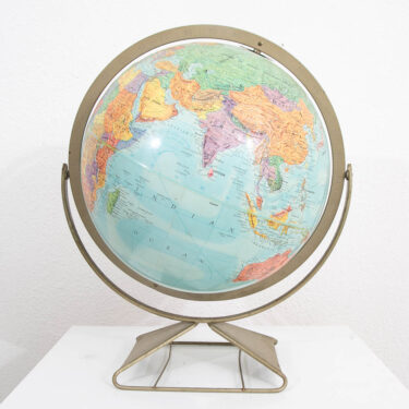 Mid Century Modern Globe of Earth 12 inch metal Frame Black Vintage 1960s Table