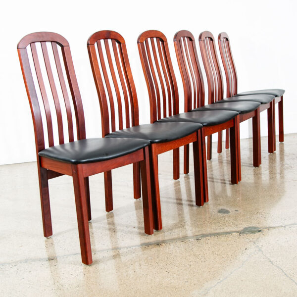 Mid Century Danish Modern Dining Chairs Set 6 Beech Black High Back Denmark Mcm - Image 2