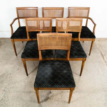 Mid Century Modern Dining Chairs 6 High Back Cane W/ 2 Armchairs Captain Set Mcm