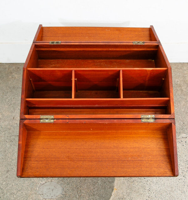 Mid Century Danish Modern Sewing Table Cabinet Flip Top Denmark Teak Denmark Mcm - Image 6