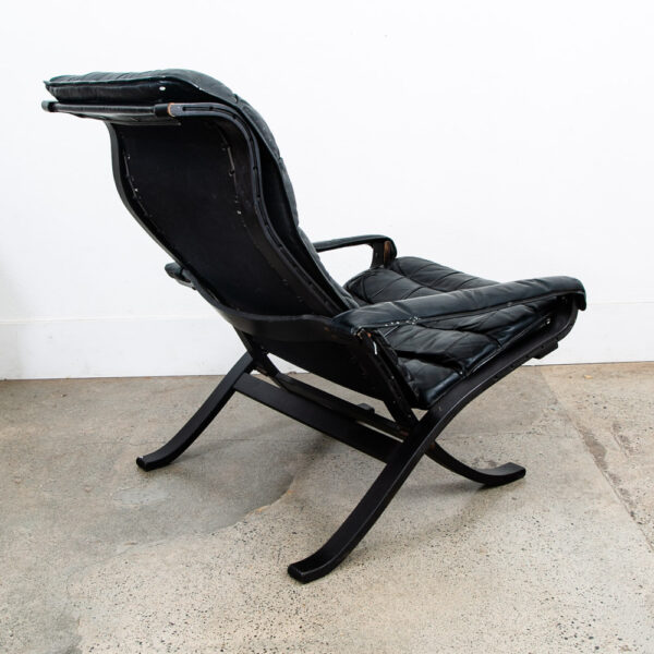 Mid Century Danish Modern Lounge Chair Black Leather Ingmar Relling Westnofa Mcm - Image 4