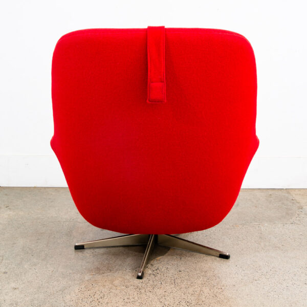 Mid Century Danish Modern Lounge Chair Recliner Red Wool Swivel Headrest Mcm - Image 4