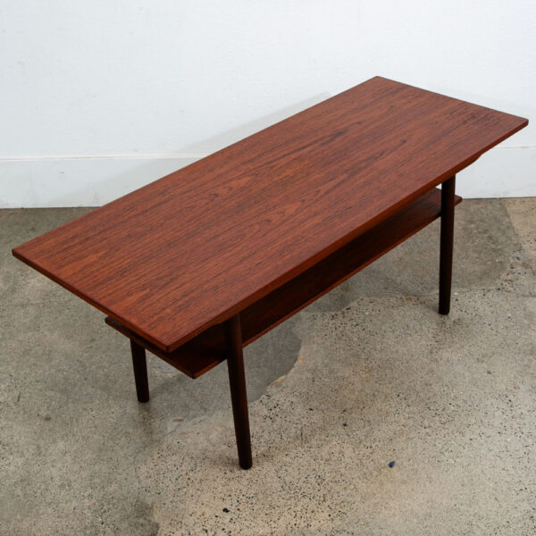 Mid Century Danish Modern Coffee Table Solid Teak Denmark Surfboard Shelf Mcm M - Image 9