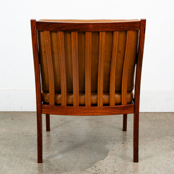 Mid Century Danish Modern Lounge Chair Armchair Rosewood Kayser Vante Leather - Image 4