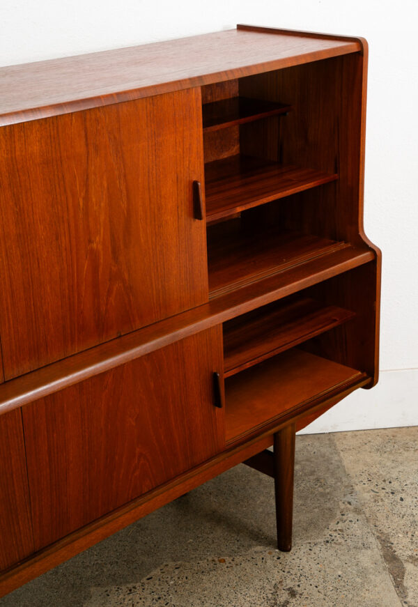 Mid Century Danish Modern Credenza Highboard Teak Sliding Doors Bar Mobler Mcm - Image 10