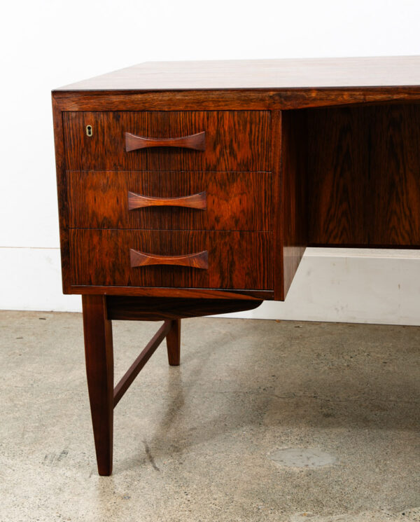 Mid Century Danish Modern Desk Brazilian Rosewood Office Wood 6 Drawer Bookshelf - Image 11
