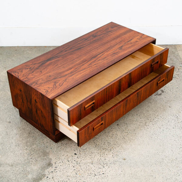 Mid Century Danish Modern End Table Side Entryway Rosewood Drawer Brass Wood Mcm - Image 7