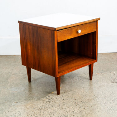 Mid Century Modern Nightstand End Side Table Walnut White Drawer Vintage Mcm