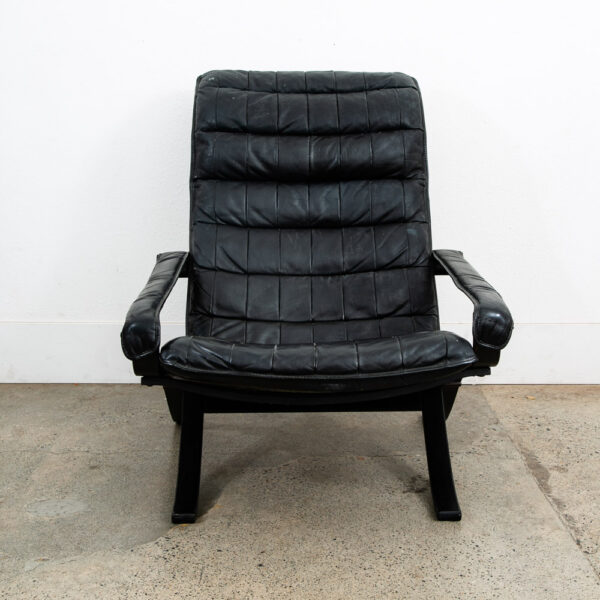 Mid Century Danish Modern Lounge Chair Black Leather Ingmar Relling Westnofa Mcm - Image 3
