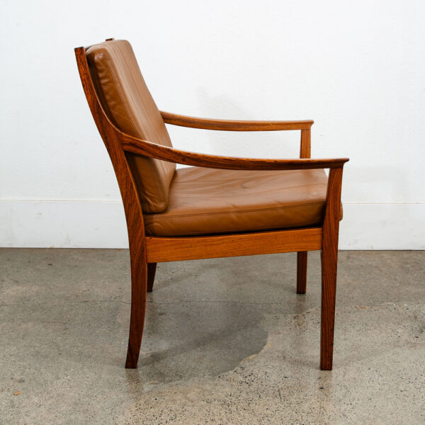 Mid Century Danish Modern Lounge Chair Armchair Rosewood Kayser Vante Leather - Image 2