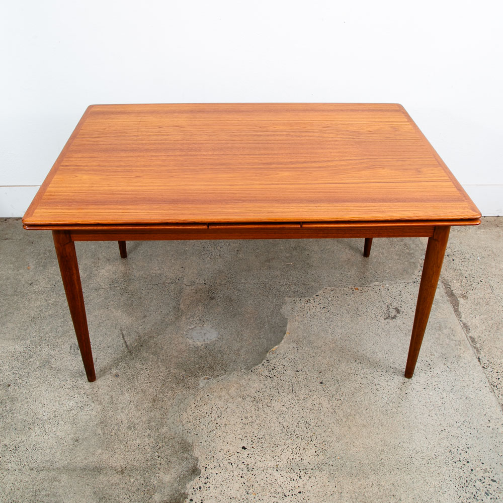 Mid Century Danish Modern Dining Table Teak Extension 2 Draw Leaf Denmark Mcm - Image 4