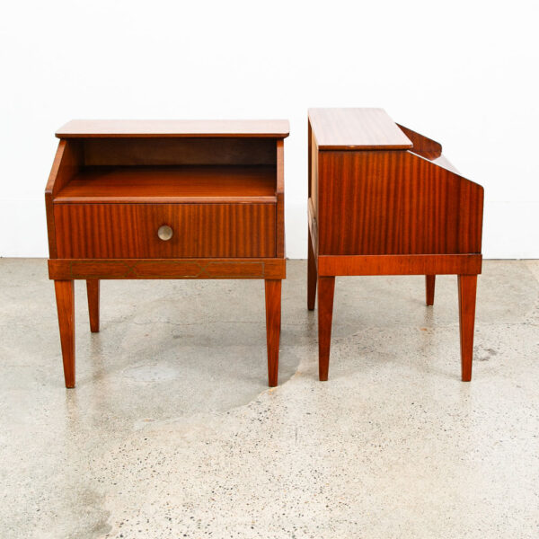 Mid Century Modern Nightstands End Side Tables Mahogany Drawer Shelf Vintage Mcm - Image 9