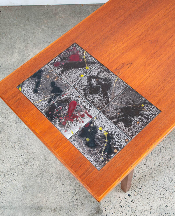 Mid Century Danish Modern Coffee Table Teak Tile Surface Mcm Surfboard Rectangle - Image 9