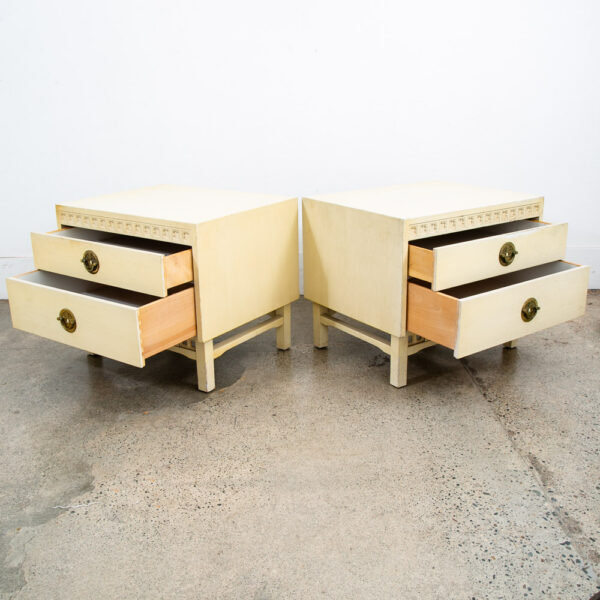 Mid Century Modern Nightstands Side Tables End White 2 Drawers Brass Clover Mcm - Image 7