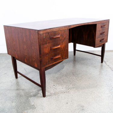 Mid Century Danish Modern Desk Brazilian Rosewood Office Wood 6 Drawer Bookshelf