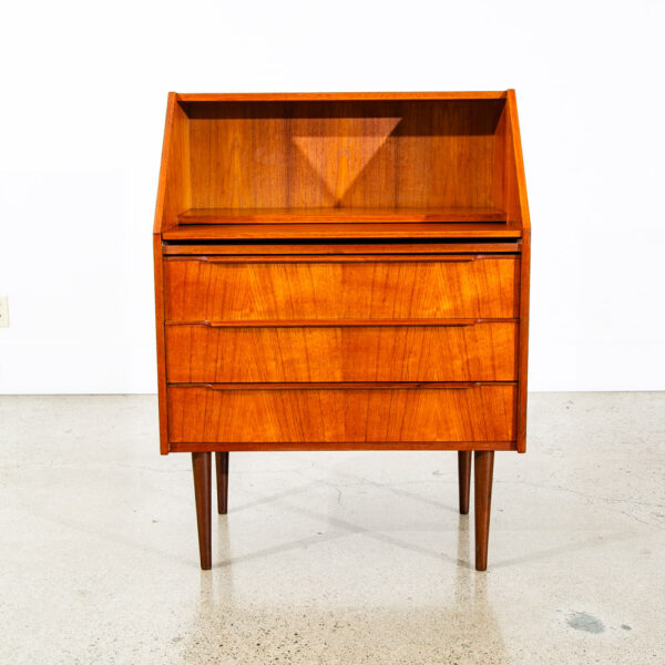 Mid Century Danish Modern Secretary Desk Bureau Denmark Vintage 3 Drawers Vanity - Image 2
