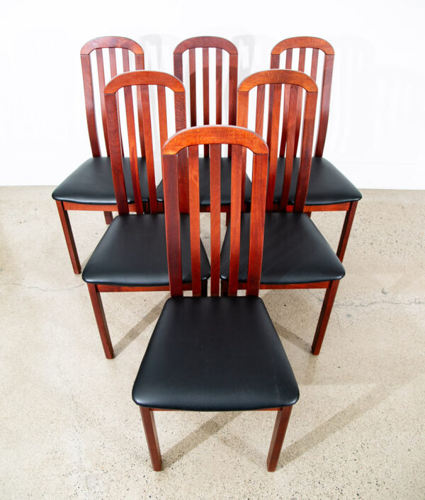 Mid Century Danish Modern Dining Chairs Set 6 Beech Black High Back Denmark Mcm - Image 11