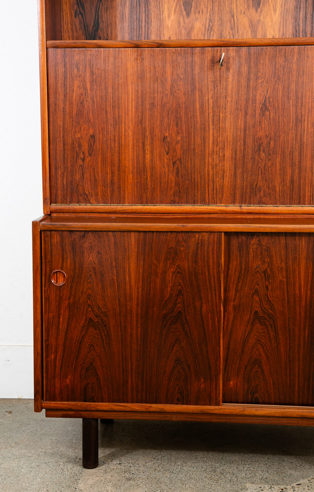 Mid Century Danish Modern Bookshelf Cabinet Rosewood Drawers Kai Winding Leaf - Image 7