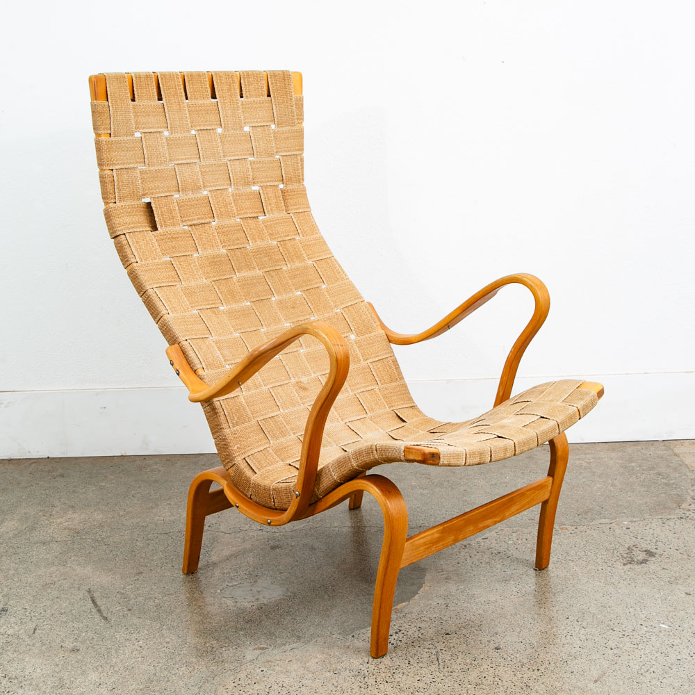 Mid Century Danish Modern Lounge Chairs Dux Bruno Mathsson Pernilla Canvas Tan