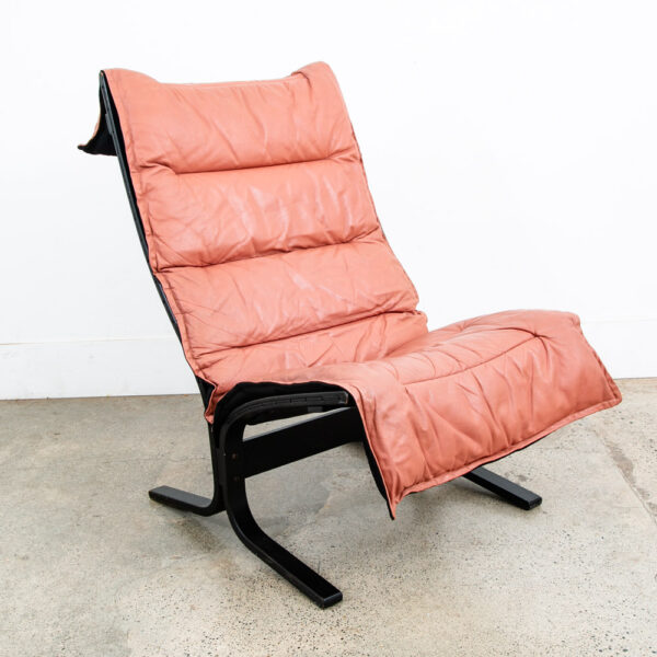Mid Century Danish Modern Lounge Chairs Ingmar Relling Westnofa Pink Leather - Image 8