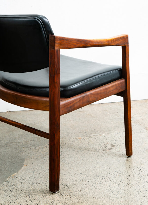 Mid Century Modern Dining Chairs Pair Solid Walnut Armchairs Captain Black Mcm - Image 9